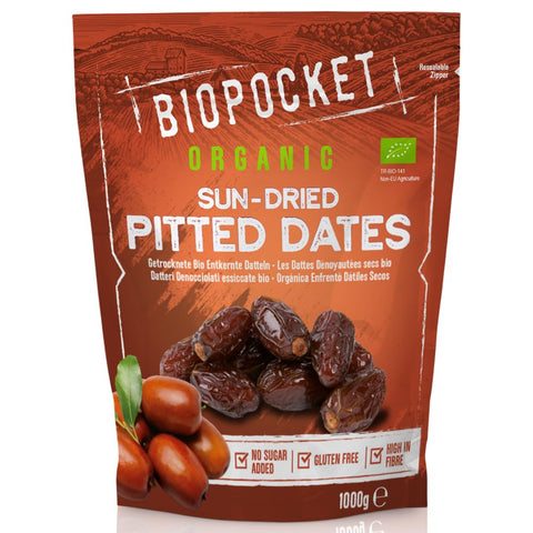 Biopocket Organic Dried Pitted Dates, 1000 g