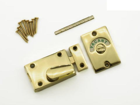 Electro Brass Bathroom Door Lock Indicator Vacant/Engaged Toilet Door Bolt Lock Thumb Turn Toilet Privacy Partition Door Lock Latch for Bathroom Toilet or Public Restroom 1 Pack.