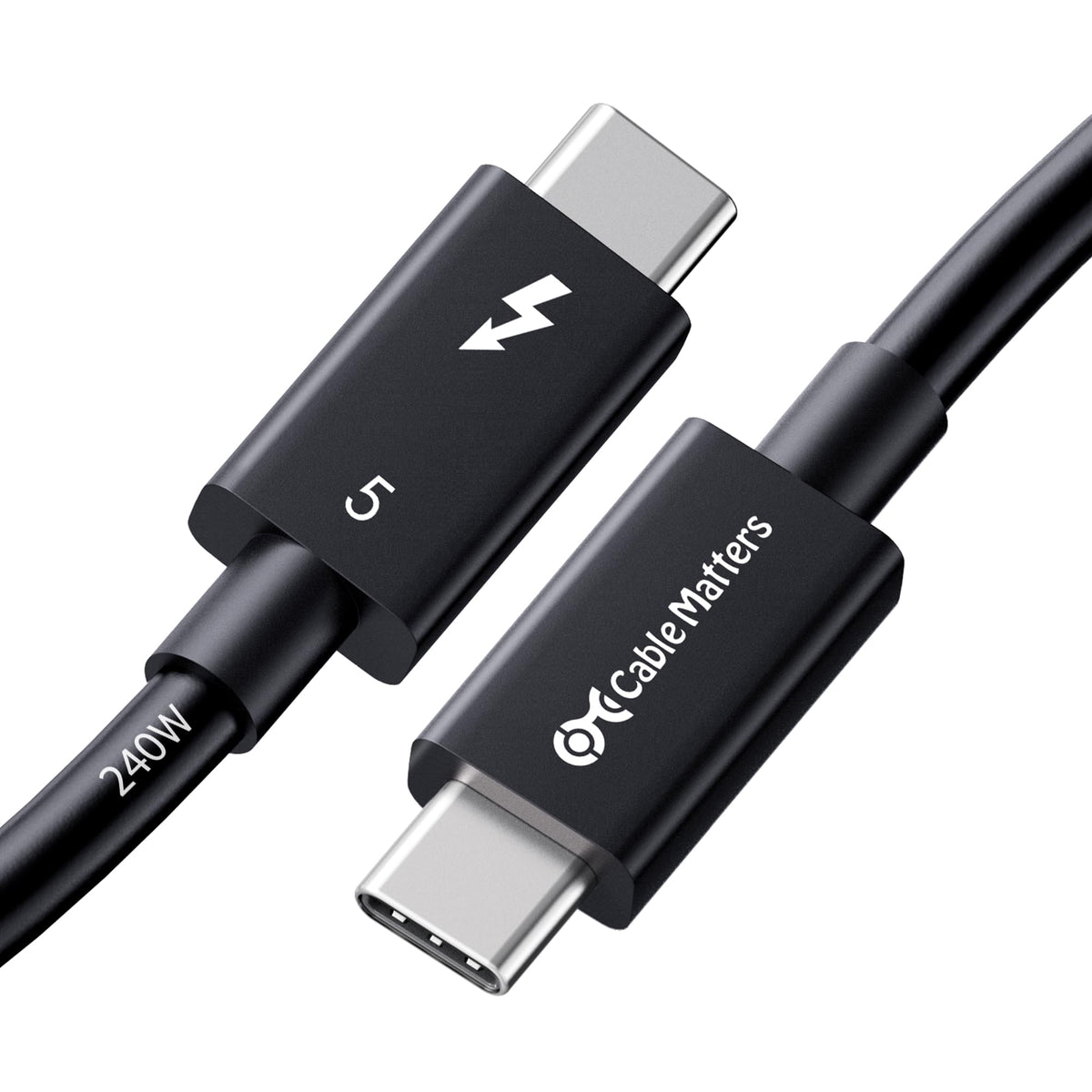 Cable Matters [Intel Certified] 80Gbps Thunderbolt 5 Cable with up to 120Gbps Bandwidth Boost and 240W Charging in Black - 0.5m / 1.6ft, Compatible with Thunderbolt 4, USB4, Thunderbolt 3 and USB-C