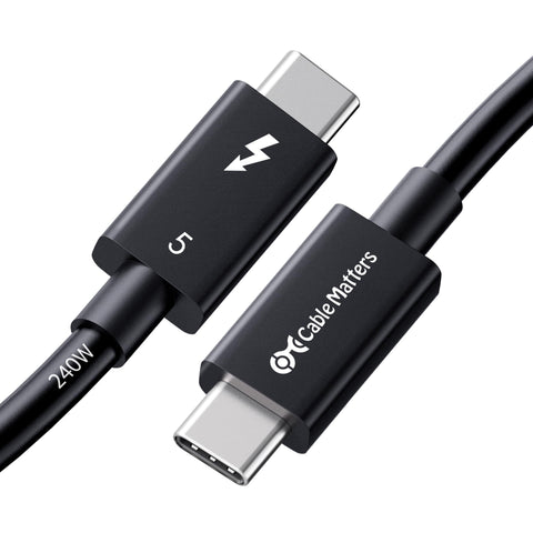 Cable Matters [Intel Certified] 80Gbps Thunderbolt 5 Cable with up to 120Gbps Bandwidth Boost and 240W Charging in Black - 0.5m / 1.6ft, Compatible with Thunderbolt 4, USB4, Thunderbolt 3 and USB-C