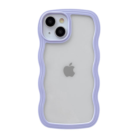 Caseative for iPhone 13 Case, Cute Curly Wave Frame Shape Shockproof Soft Compatible with iPhone Case (Purple,iPhone 13)