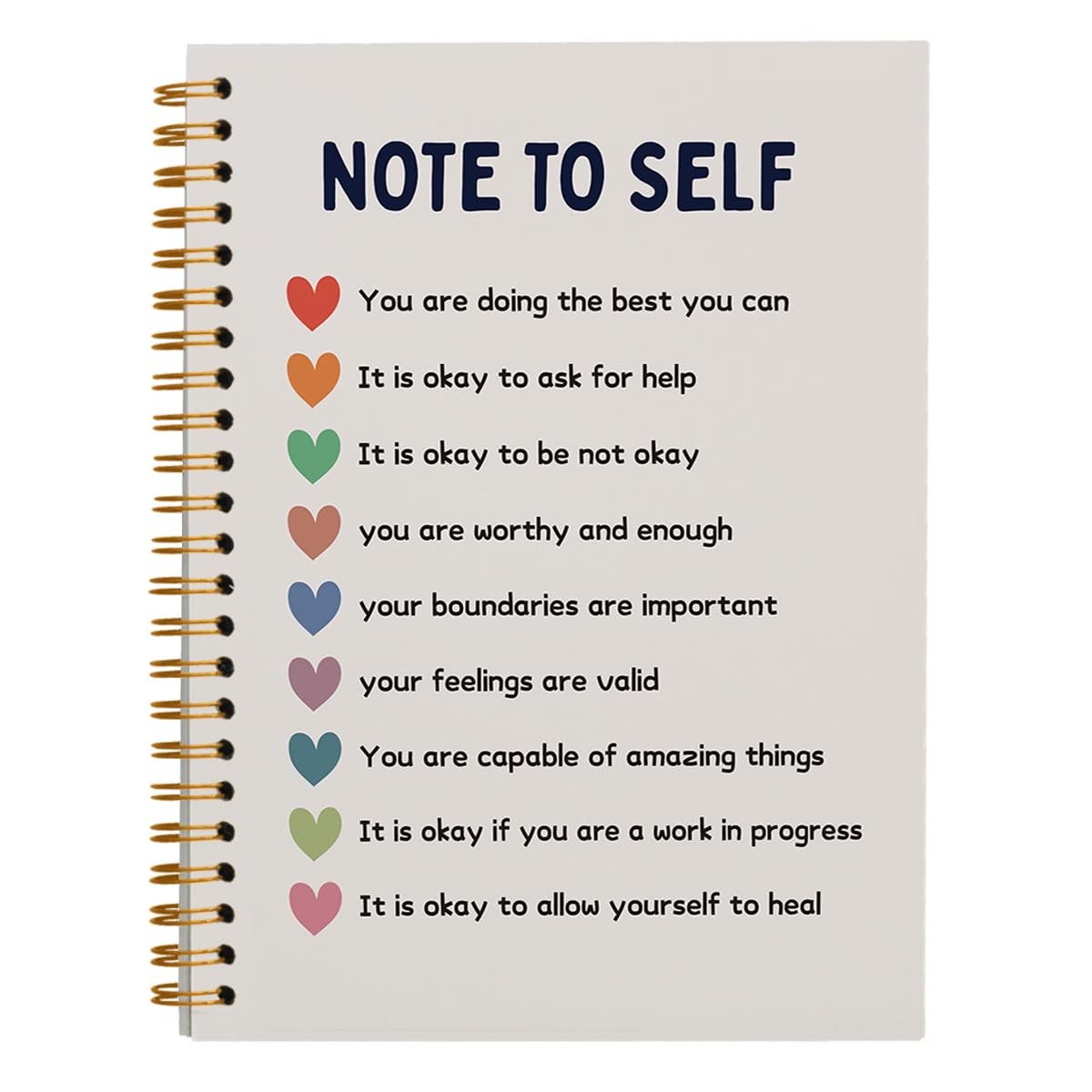 PLKMN Note to Self Mental Health Notebook, Self Love Gifts, Mental Health Journal for Women, Inspirational Mental Health Gifts, Therapy Journal for Mental Health, Spiral Notebook 5.5x8.3 Inch