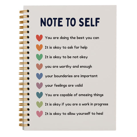 PLKMN Note to Self Mental Health Notebook, Self Love Gifts, Mental Health Journal for Women, Inspirational Mental Health Gifts, Therapy Journal for Mental Health, Spiral Notebook 5.5x8.3 Inch
