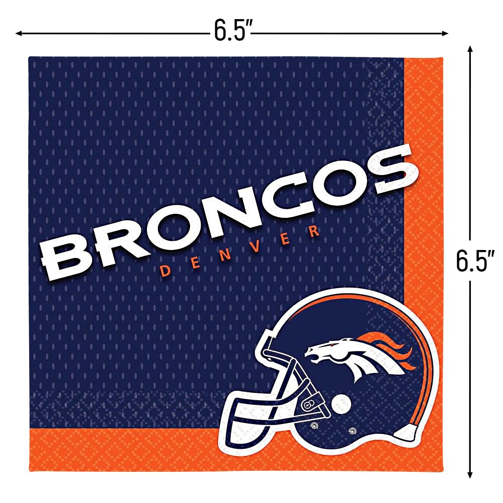 NFL "Denver Broncos" Luncheon Paper Napkins - 6.5", 16 Pieces - Perfect for Birthdays, Tailgates & Victory Parties