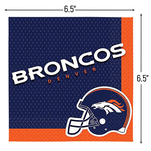 NFL "Denver Broncos" Luncheon Paper Napkins - 6.5", 16 Pieces - Perfect for Birthdays, Tailgates & Victory Parties