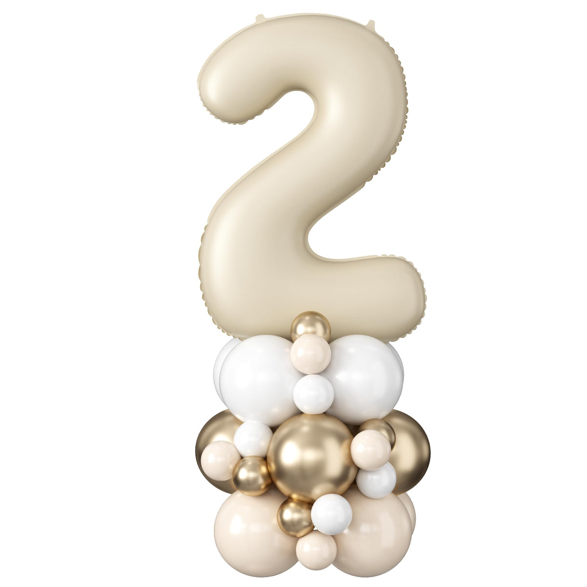 40 Inch Cream Number 2 Balloon for 2nd Birthday Decoration Beige White Sand Number Two Foil Balloon Tower Giant Large Nude Neutral Digit Helium Mylar Balloons Stack for Girls Second Anniversary Party