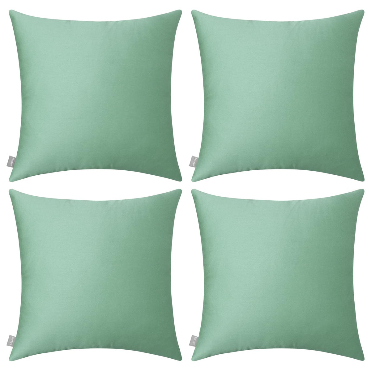 Thmyo 4-Pack 100% Cotton Comfortable Solid Decorative Throw Pillow Case, Square Cushion Cover Pillowcase Sublimation Blank Pillow Covers DIY Throw Pillowcase for Sofa(20x20 inch/ 50x50cm,Mist Green)