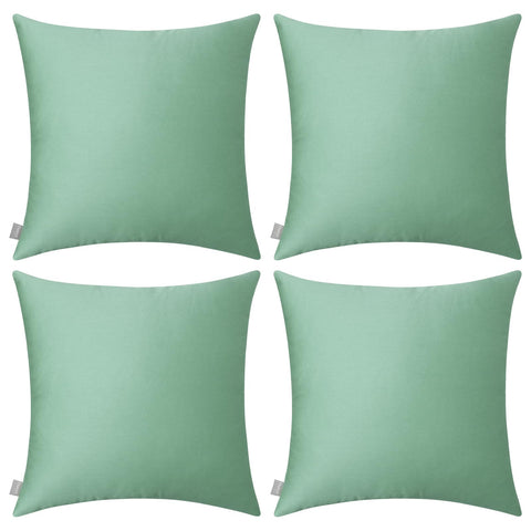 Thmyo 4-Pack 100% Cotton Comfortable Solid Decorative Throw Pillow Case, Square Cushion Cover Pillowcase Sublimation Blank Pillow Covers DIY Throw Pillowcase for Sofa(20x20 inch/ 50x50cm,Mist Green)