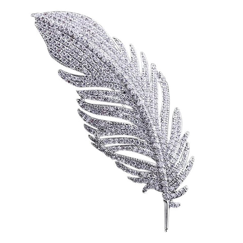 SSyang feather brooch, Fixed Clothes Small Brooch Alloy inlaid artificial Brooch Jewelry Simple Pearl Pin Jewelry Clothing Accessories Brooch,for Women Girls Gift Jewellery (Silver)