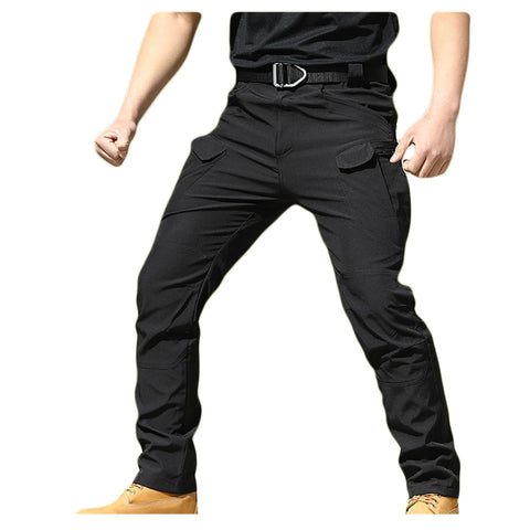 Bestgift Outdoor Pants Casual Straight Leg Cargo Pants Men's Long Pants Black IX7 S