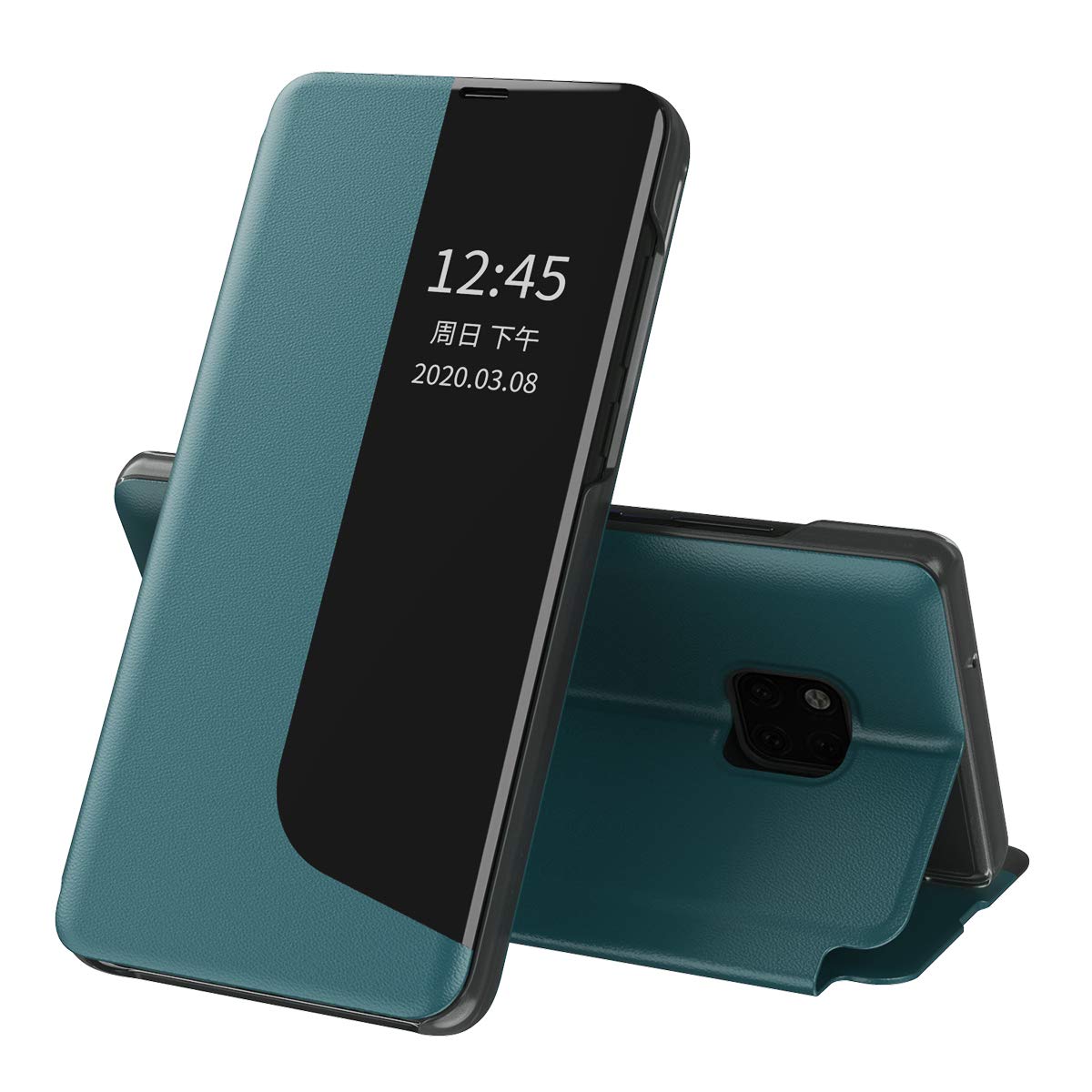 Eabhulie Case for Huawei Mate 20 Pro, Smart View Window Flip Stand Cover PU Leather Protective Case for Huawei Mate 20 Pro Green