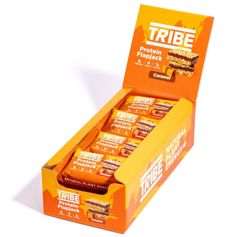 TRIBE Protein Flapjacks - Caramel - Great-Tasting Natural Plant Energy - Vegan, Dairy Free & Gluten Free (12 x 50g Bars)