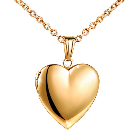 MicLee Women Photo Locket Necklace Heart Shape Locket Necklace Includes 19.7 Inch Stainless Steel Chain with Gift Box