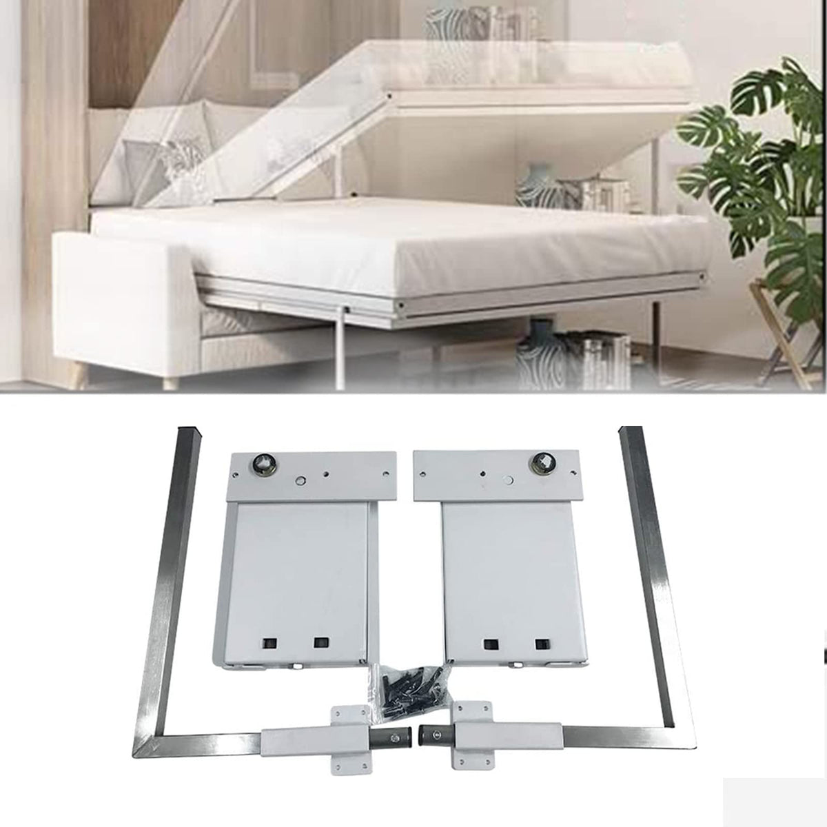 Horizontal Wall Bed Springs Mechanism Hardware Kit, Heavy Duty Bed Support Hardware DIY Kit for Twin Size Bed, King