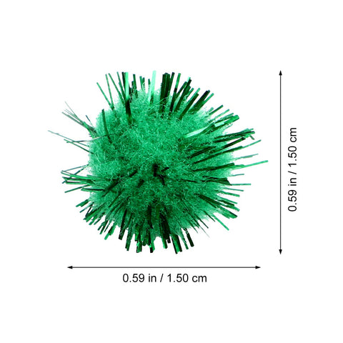 EXCEART DIY Pom Poms 300 Pcs Glitter Balls Artificial Polypropylene Metallic Line Green Pom Poms