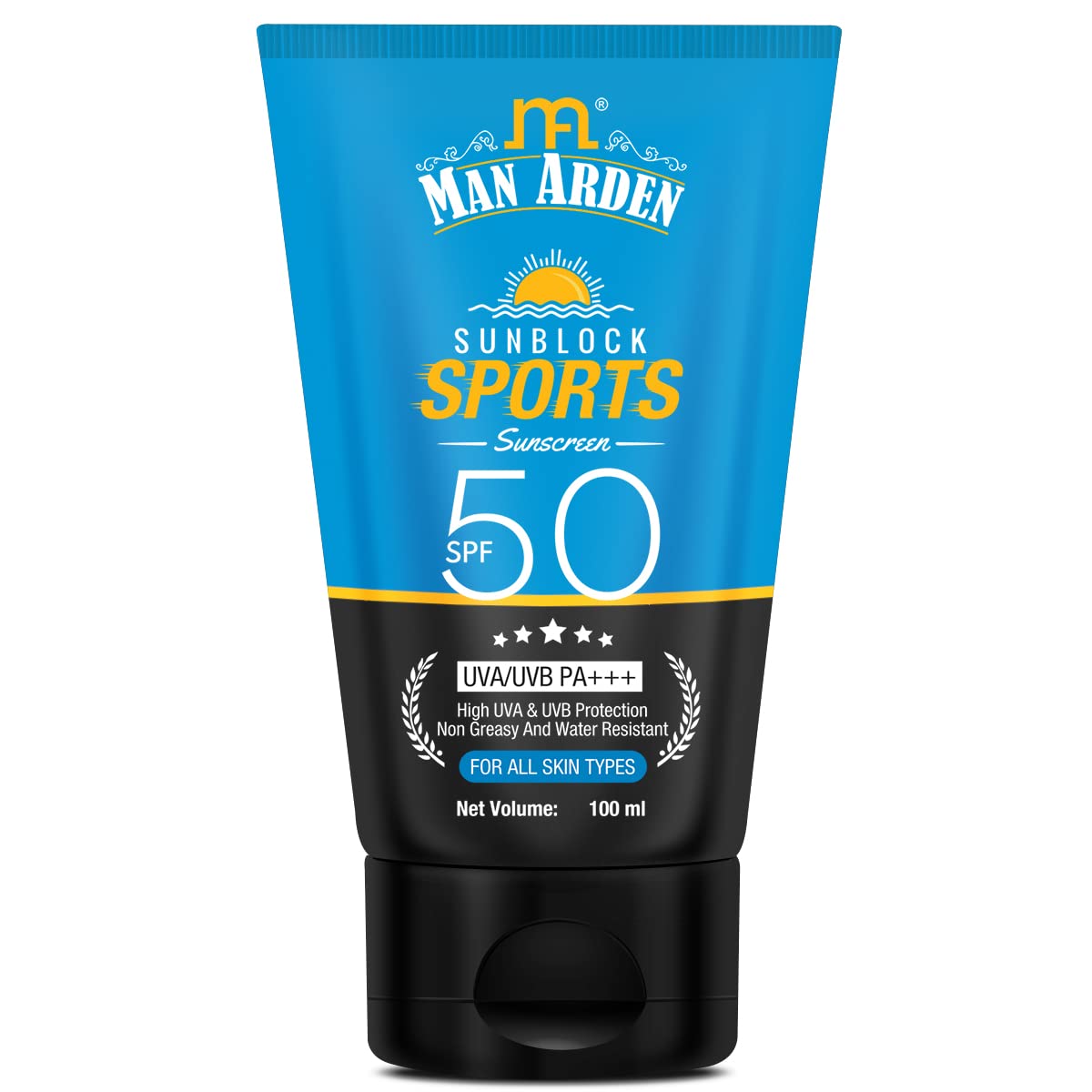 Man Arden Sun Block Sports Sunscreen SPF 40, For All Skin Types, UVA/UVB PA+++, High UVA & UVB Protection Non Greasy And Water Resistant, 100 ml
