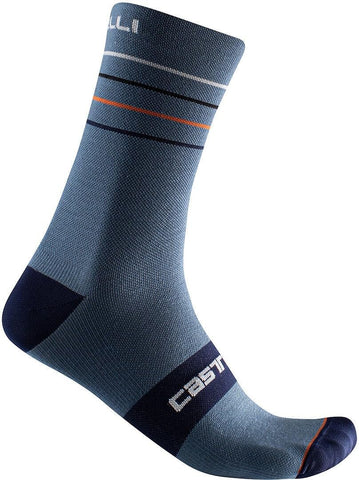 Castelli Endurance 15 Sock Light Steel Blue/Pop Orange/White, S/M