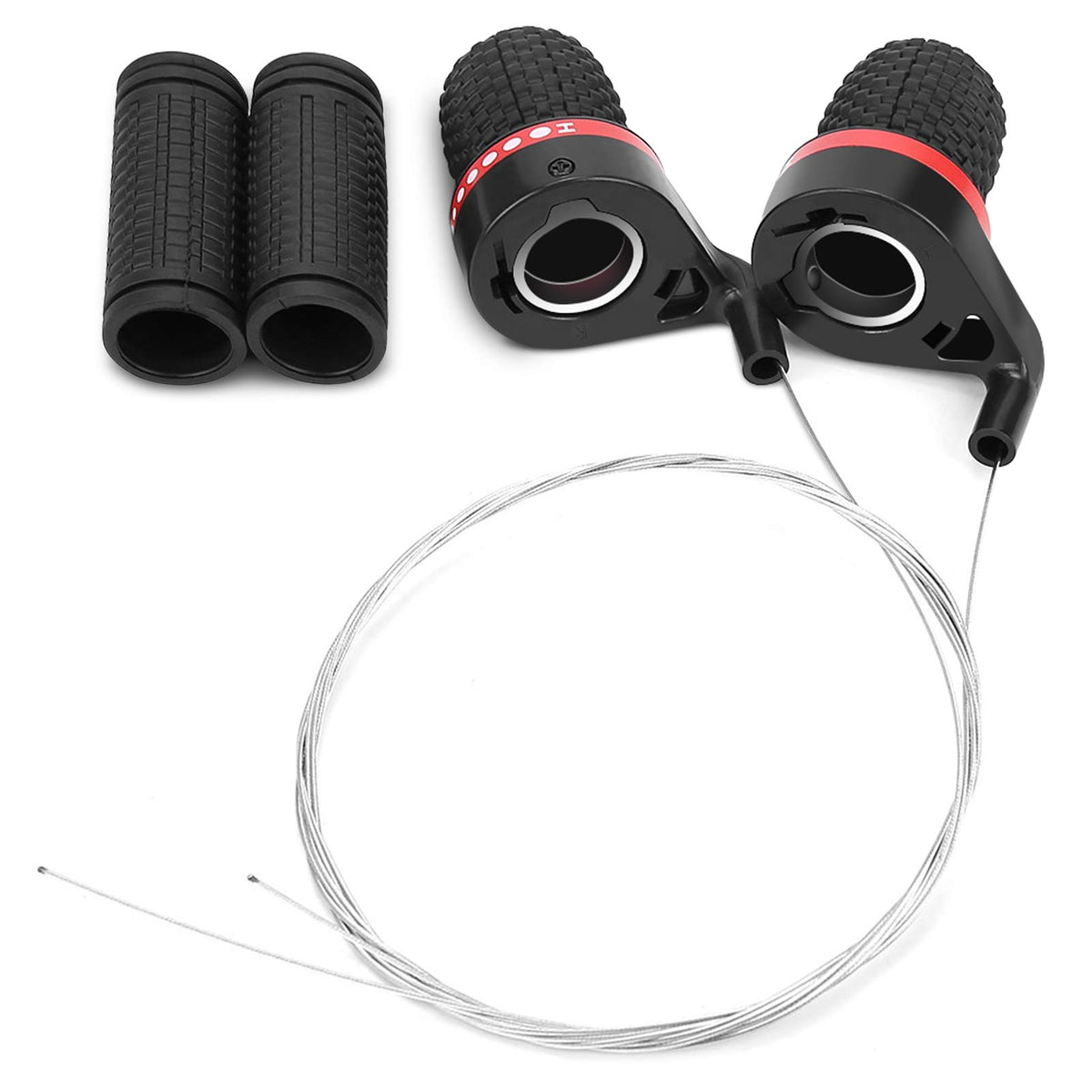 Joyzan Bicycle Twist Shifter, Bicycle Speed Lever Grip Gear Shifters Handle Set Cycling Brake Lever Rolling Stick Device Derailleur Transmission Commuter Accessories with Cable Mountain Road Bike