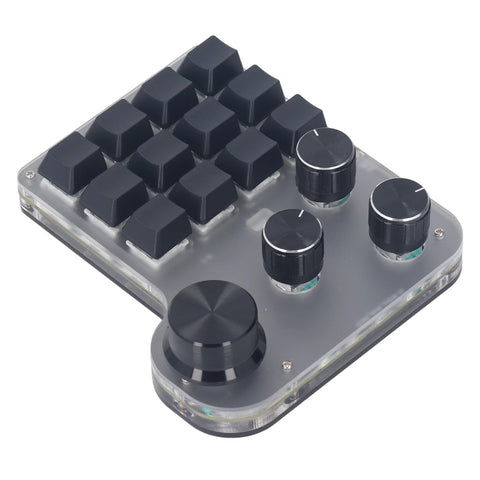Walfront USB Mini Macro Mechanical Gaming Keyboard 12 Keys 4 Knobs One Handed USB PC Keypad RGB Programmable Macro Keyboard 3 Modes