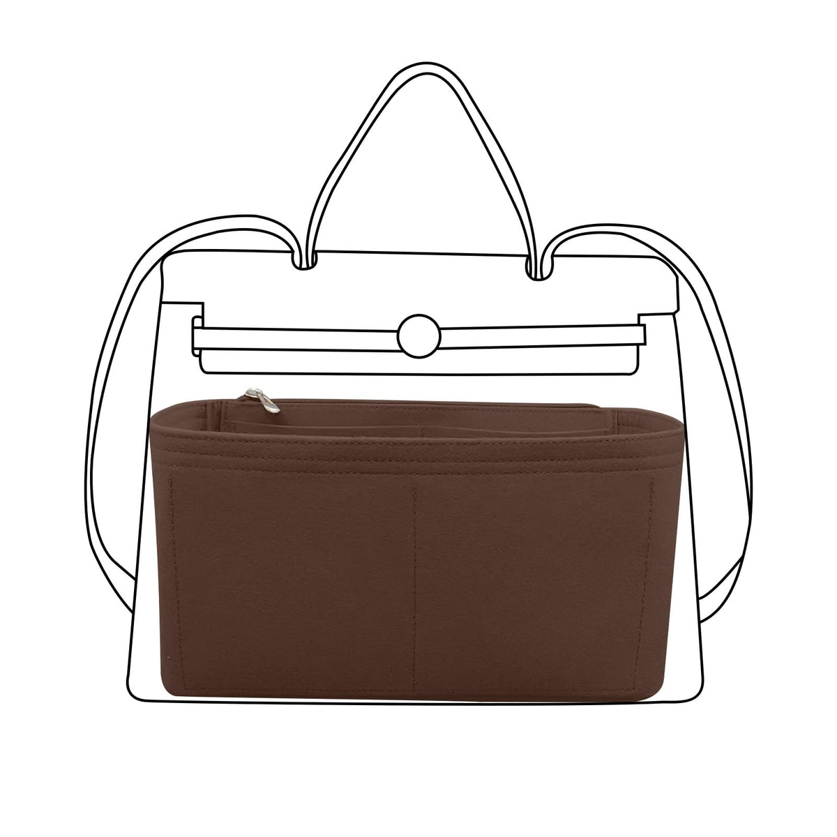 Lckaey Purse Organizer for hermes herbag 31 insert bags women herbag insert bag organizer Felt insert Y093coffee-26.5