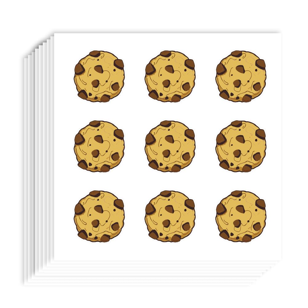 AHANDMAKER 180 Pcs Self-Adhesive Cookie Stickers, 0.98 Inch Cookie Scrapbook Paper, Chocolate Chip Cookie Stickers for Planner Calendar Scrapbook Crafting Party Decor Gift Bag Seal for Party