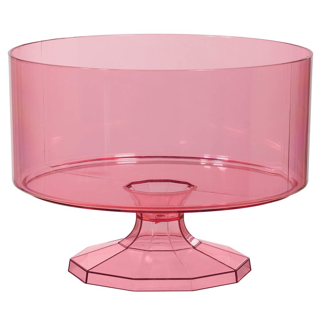 Medium Plastic Trifle Container Color Theme Party Reusable Table Snack and Dessert Serveware and Dishware, New Pink, 80 oz..