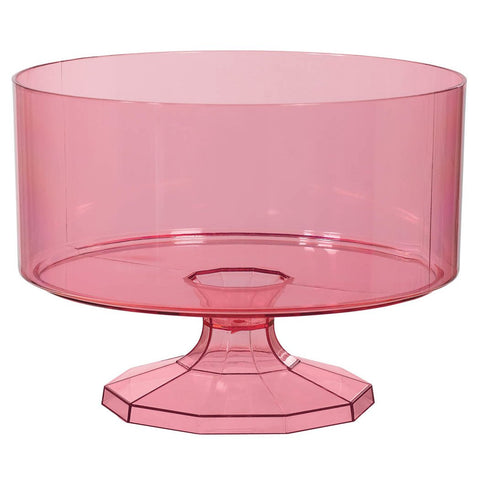 Medium Plastic Trifle Container Color Theme Party Reusable Table Snack and Dessert Serveware and Dishware, New Pink, 80 oz..