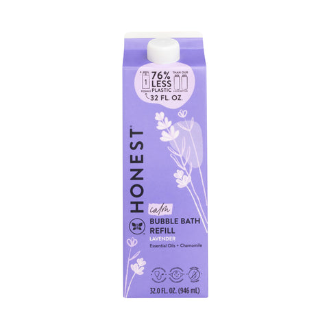 The Honest Company Foaming Bubble Bath Refill Carton | Gentle for Baby | Naturally Derived, Tear-free, Hypoallergenic | Lavender Calm, 32 fl oz