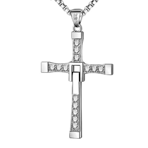 YUEYUEKE Cross Necklace,Titanium Steel Jewellery,1:1 Reduction, Necklace Inlaid with Zirconia Rhinestones,Gift for Husband/Relative/Friend(Gift Box Packaging)