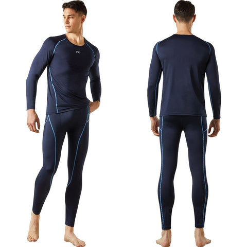 FITEXTREME MAXHEAT Mens Thermal Underwear Long Johns Set with Fleece Lined Navy M