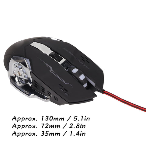 RGB Wired Gaming Mouse, USB Optical Computer Mice Ergonomic Gamer Laptop PC Mouse with 1200 DPI RGB Cool Breathing Light for Desktop Laptop and PC