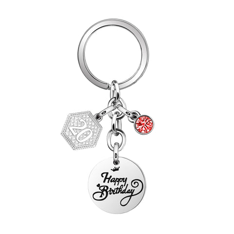 "Happy Birthday"Key Chains 7th-21st,30th,40th,50th,60th,70th Years Give Women Mum Nanny Granddaughter Key Chains Celebrate Gift (20th)