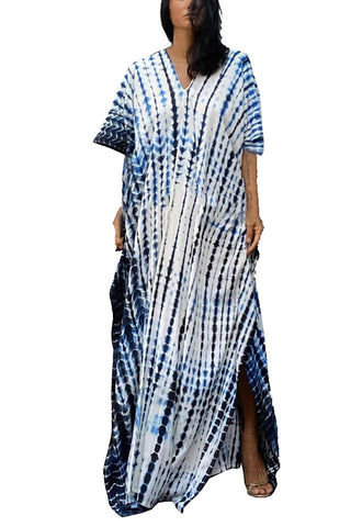 YouKD Women's Summer Boho Kaftan Plus Size Robe Beach Coverup Bathrobes One Size Dress