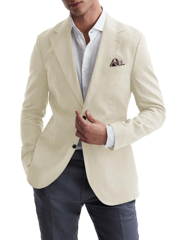 Runcati Mens Casual Blazer Sport Coat Two Buttons Lightweight Regular Fit Business Suit Jacket Beige