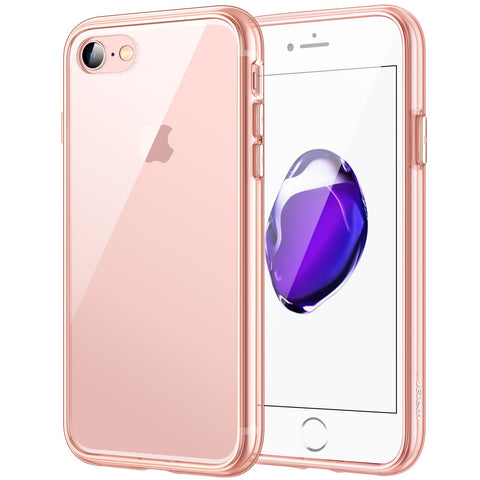 JETech Case for iPhone SE 3/2 (2022/2020 Edition), iPhone 8 and iPhone 7, 4.7-Inch, Non-Yellowing Shockproof Phone Bumper Cover, Anti-Scratch Clear Back (Rose Gold)