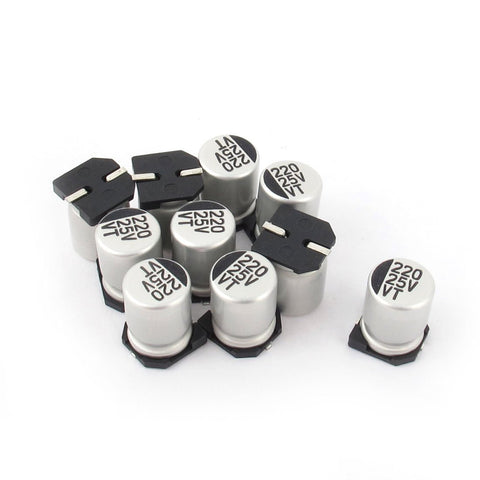 Aexit 10pcs 220uF 25V SMD Aluminum Electrolytic Capacitors 8mm x 10mm (4a3ed7979d466b8cc665b21dd9a76064)