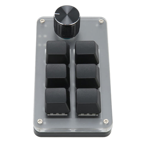 Mini Keypad, 6 Key One Handed Keypad DIY Programmable with Knob RGB Light for PC