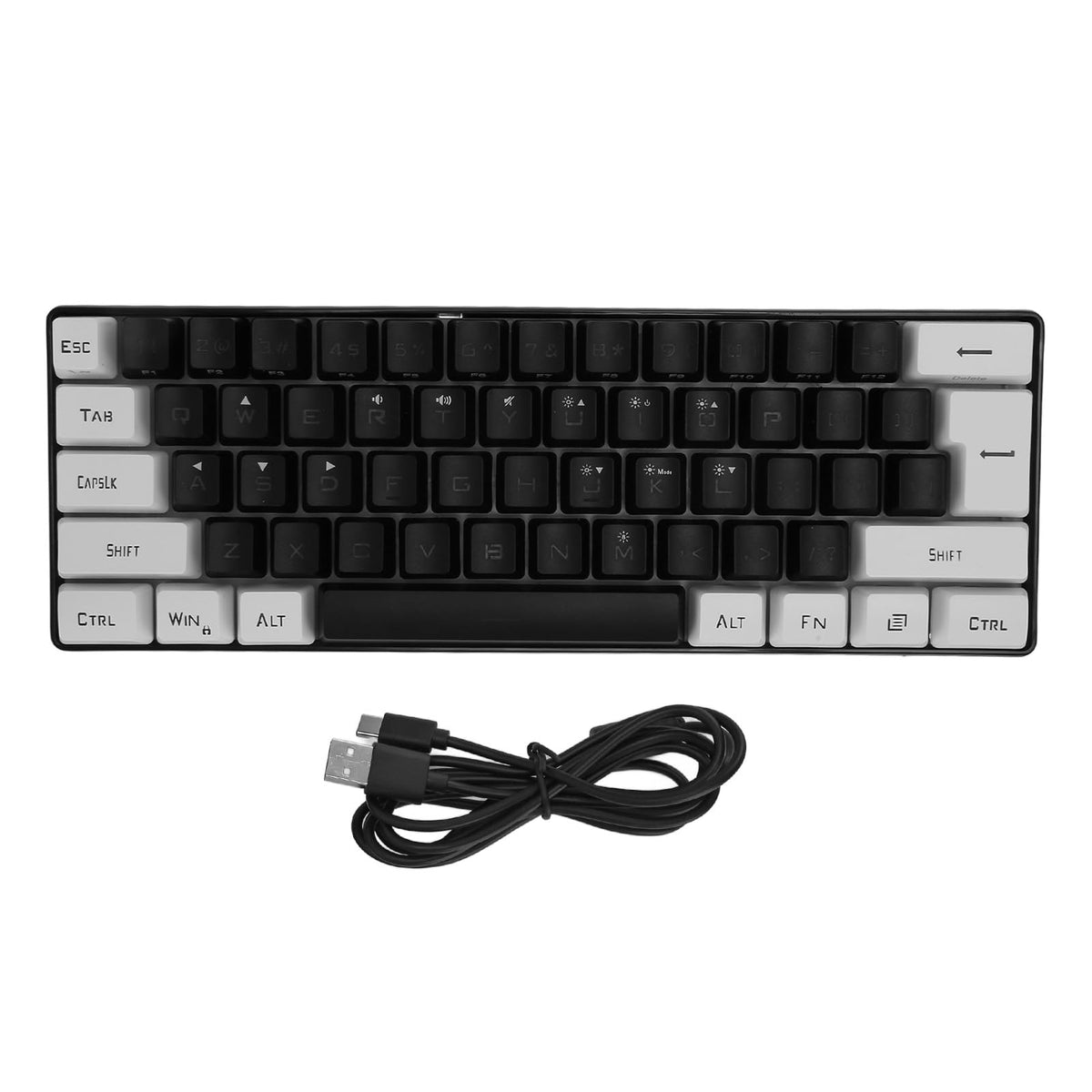 Dpofirs 60 Percent Keyboard, 61 Keys Ergonomic Keyboard, LED Backlight Gaming Keyboard,Mechanical Feeling Wired Gaming Keyboard for Office Business (Black)