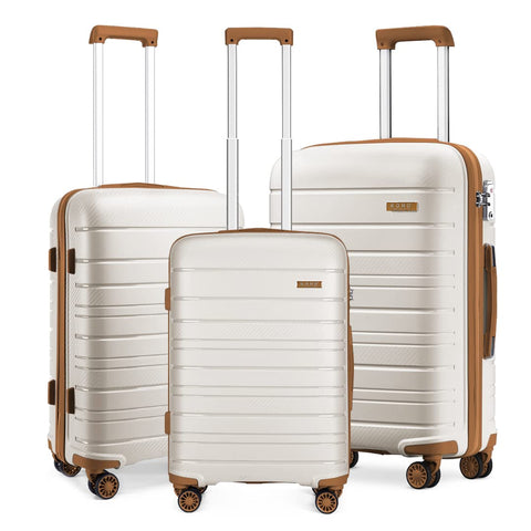 Kono 20 Inch Lightweight 55x40x20cm Cabin Hard Shell Suitcase 40L Travel Carry On Luggage with TSA Lock and 4 Spinner Wheels(Cream)