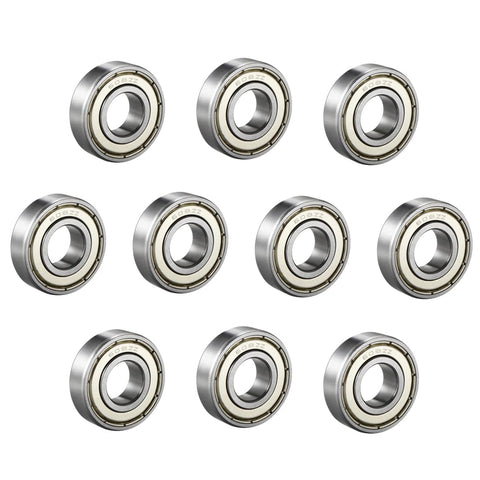 uxcell 608ZZ Deep Groove Ball Bearing Single Shield 60018, 8mm x 22mm x 7mm Chrome Steel Bearings (Pack of 10)