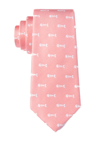 Men's Hipster Nautical Bone Fish Bonefish Novelty XL Extra Long Tie Necktie (Coral)