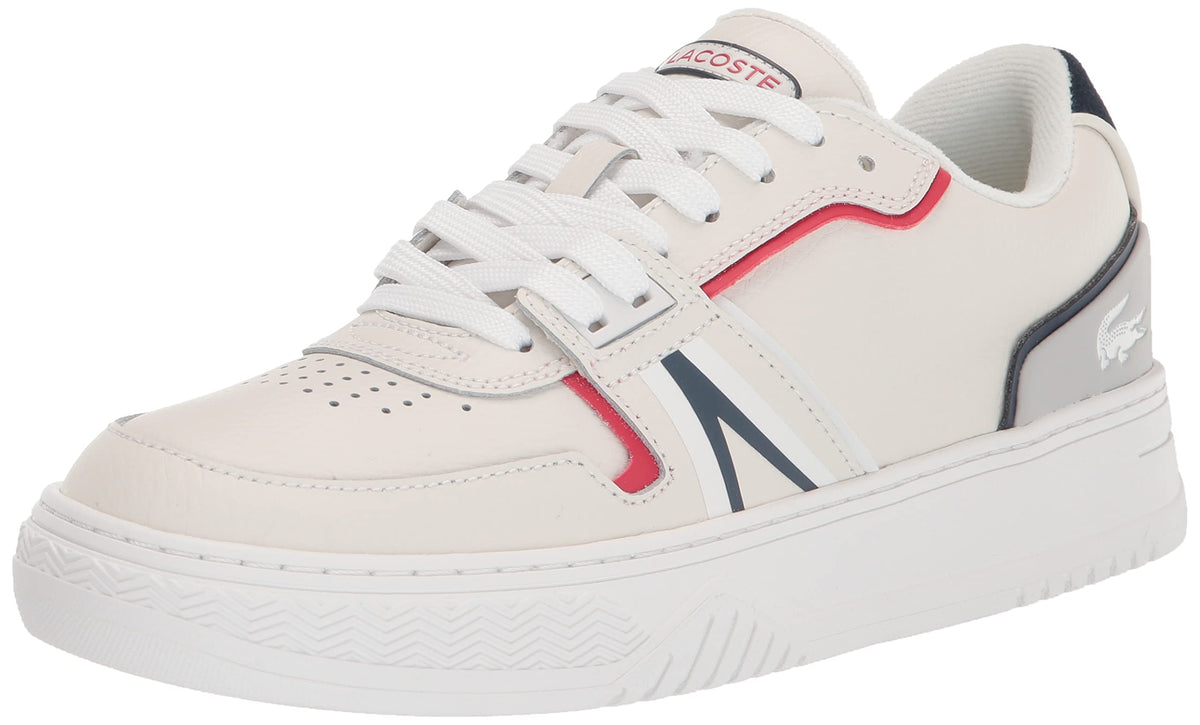 Lacoste Mens L001 Sneaker, White/Navy/Red, 11.5