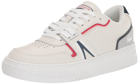 Lacoste Mens L001 Sneaker, White/Navy/Red, 11