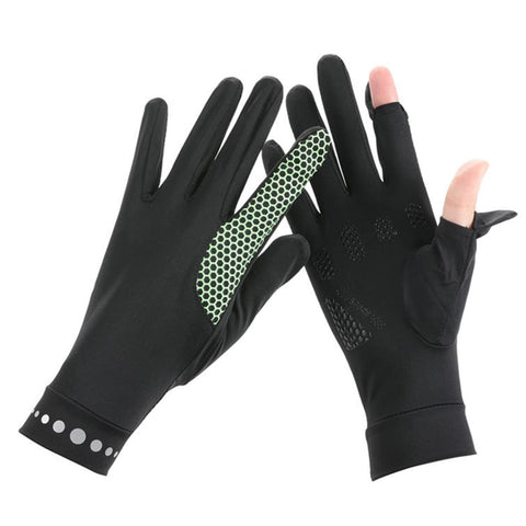 RUIXIA Mens Women Driving Gloves Summer UV Sun Protection Gloves Non-Slip Touchscreen Ice-Silk Sunblock Gloves for Cycling Riding, Standard Black, One Size