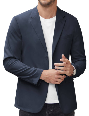 COOFANDY Men Big and Tall Sport Coat Modern Lightweight Lapel Jacket with Pocket Navy Blue