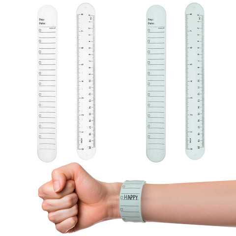 ZEYIYER 4PCS Wearable to Do List Bracelet, Erasable Wristband, Silicone Memo Wristbands, Reminder Slap Bracelets Waterproof Wrist Notepad with Ruler for Student Teacher Nurse (White& Cyan)