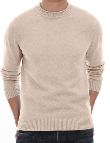 Sailwind Men's Jumpers Tops Winter Warm Knitted Crew Neck Jumper Long Sleeve Soft Cozy Mock Neck Knitwear Pullover Sweaters for Men (Beige, M)