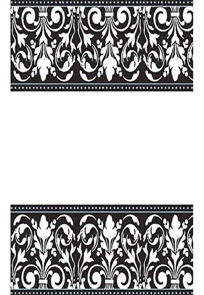 Amscan Reusable Heavy Duty Paper Table Cover in Formal Affair Design Fits 8' Long Tables, 54 x 102, White/Black