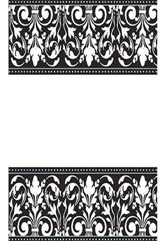 Amscan Reusable Heavy Duty Paper Table Cover in Formal Affair Design Fits 8' Long Tables, 54 x 102, White/Black