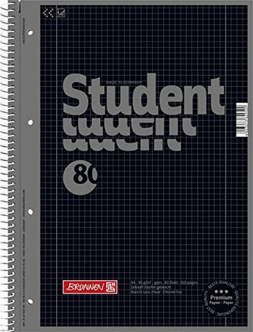 Brunnen 1067928190 Notebook, Student Notepad (Square, A4, line: 28, 90 g/mÂ², 80 Sheets) Black